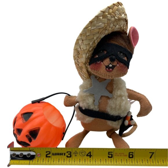 Annalee Halloween Sheriff Cowboy Mouse Plush With Straw Hat & Pumpkin - Picture 14 of 15
